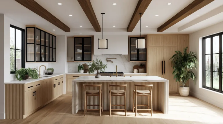 Organic modern kitchen with warm oak wood Images