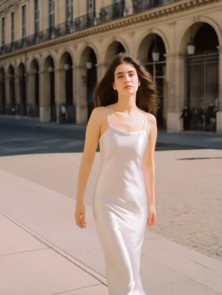 Liquid Satin Slip Dress with Lace Edging 2026