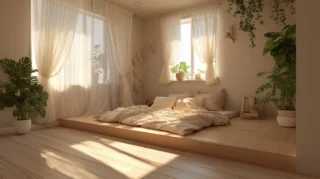 Warm minimalist bedroom aesthetic Design Images