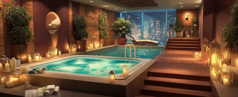 Moody Luxury Indoor Pool & Spa Ambiance Design Ideas