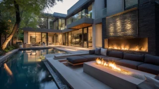 Resort-Style Luxury: 55+  Sunken Seating Fire Pit Pool Layout Ideas